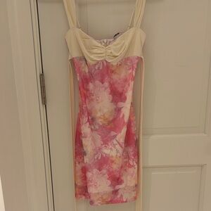 Lucy in the Sky Two-Tone Floral Mesh Bodycon Dress